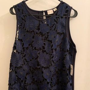 Anthropologie navy floral tank size M